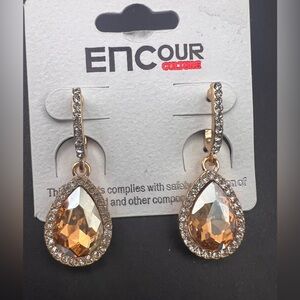 Gold tone and citrine Teardrop Earrings